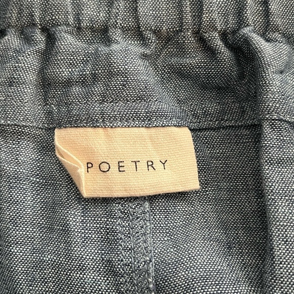 POETRY Cropped Pleated Trousers - Yarn Dyed Linen - Aqua Petrol - Picture 10 of 12